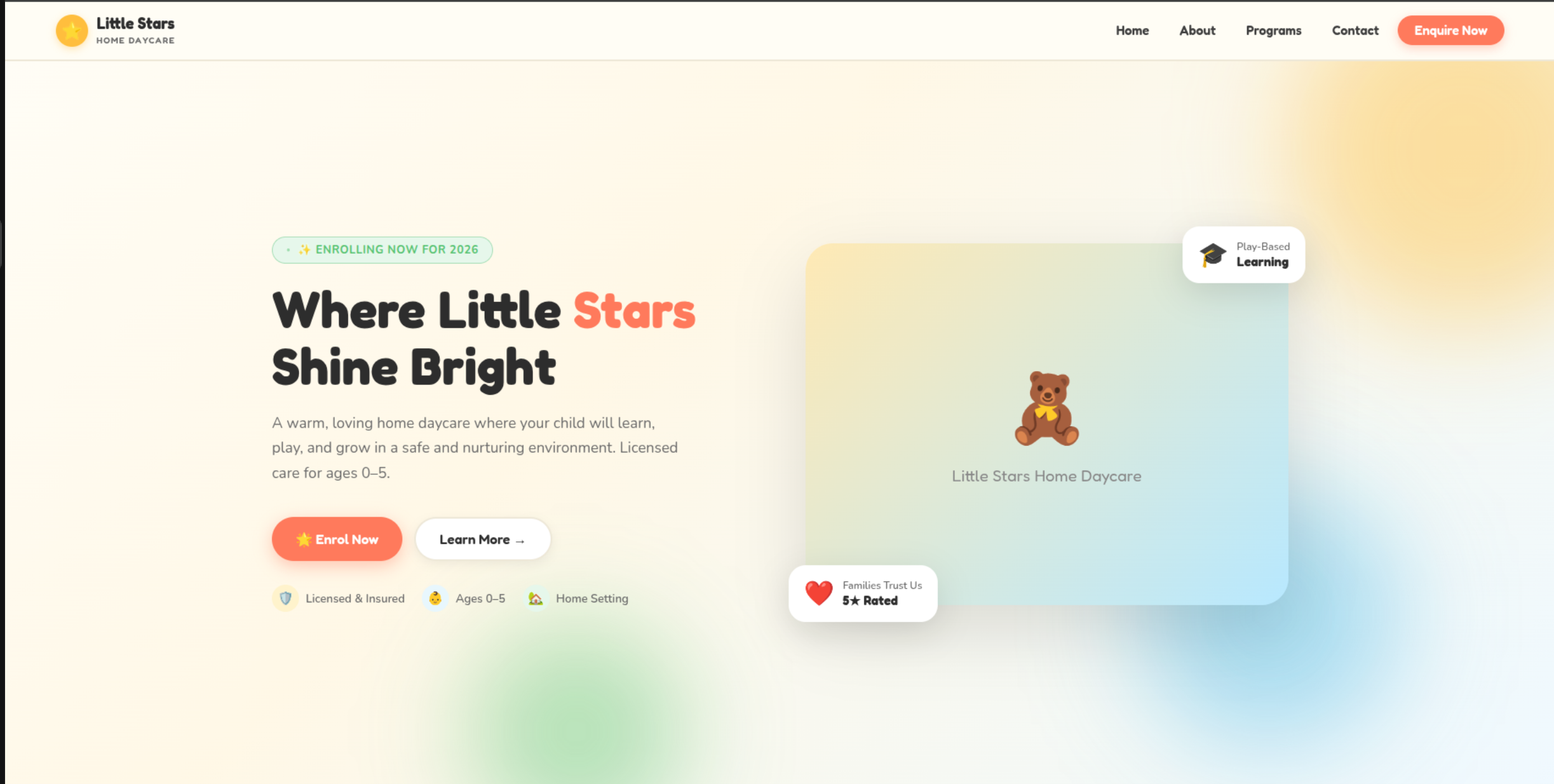 Child Care Website Template